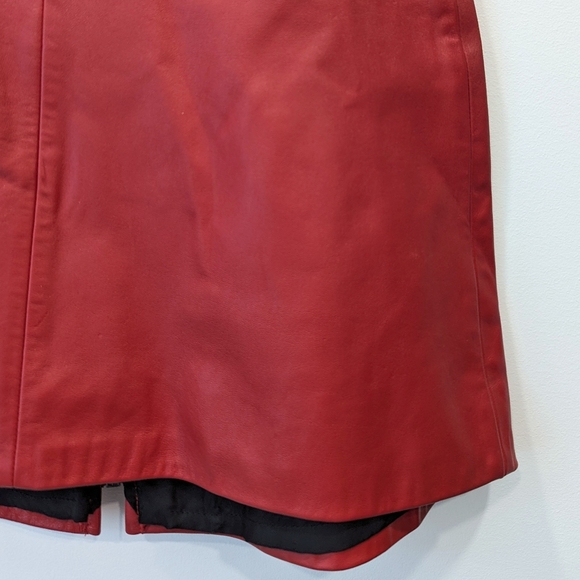 Vintage Red Leather Mini Skirt - Picture 3 of 4